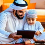 스마트 완구와 데이터 프라이버시 - A caring Middle Eastern mother and father attentively sitting with their young Arab child wearing a ...